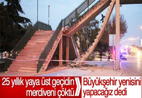Konya’da üst geçit merdiveni çöktü